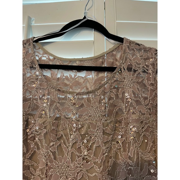 Chris McLaughlin 18W nude sheer sparkle dress Mother in law dress - Picture 3 of 8